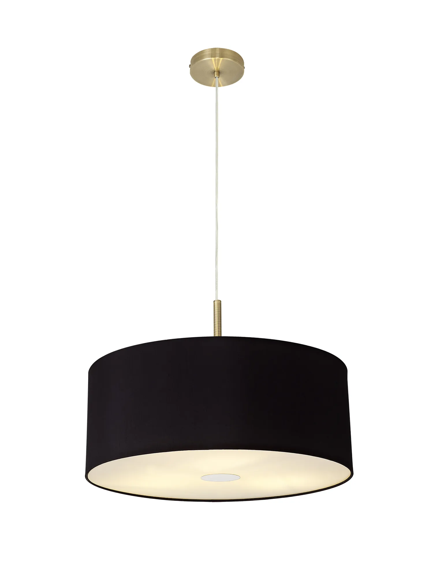 Baymont 50cm 3 Light Pendant Antique Brass, Midnight Black/Green Olive, Frosted Diffuser DK0407  Deco Baymont AB BL/GR